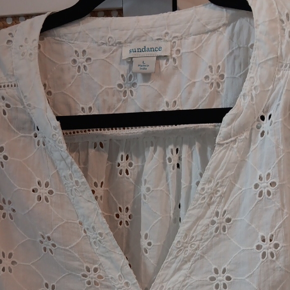 White Eyelet Ruffle Sleeve Top - Picture 2 of 3